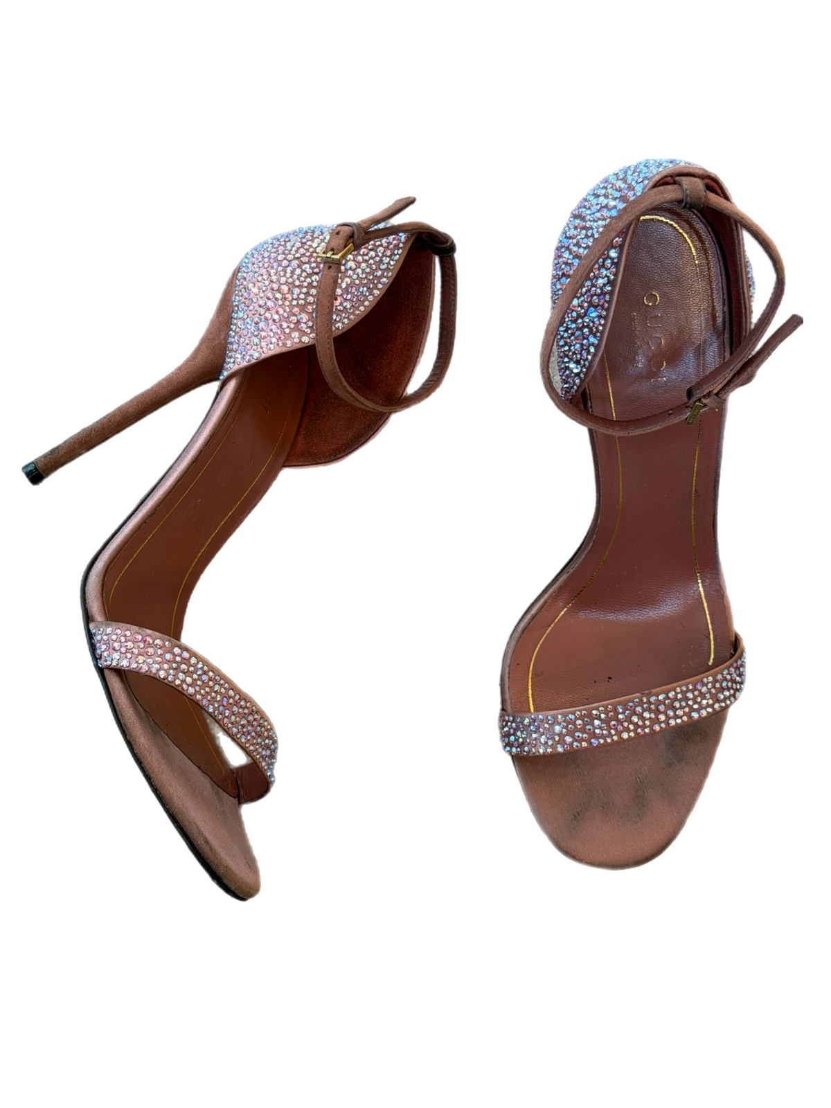 Gucci - Pink Crystal Embellished Sandals