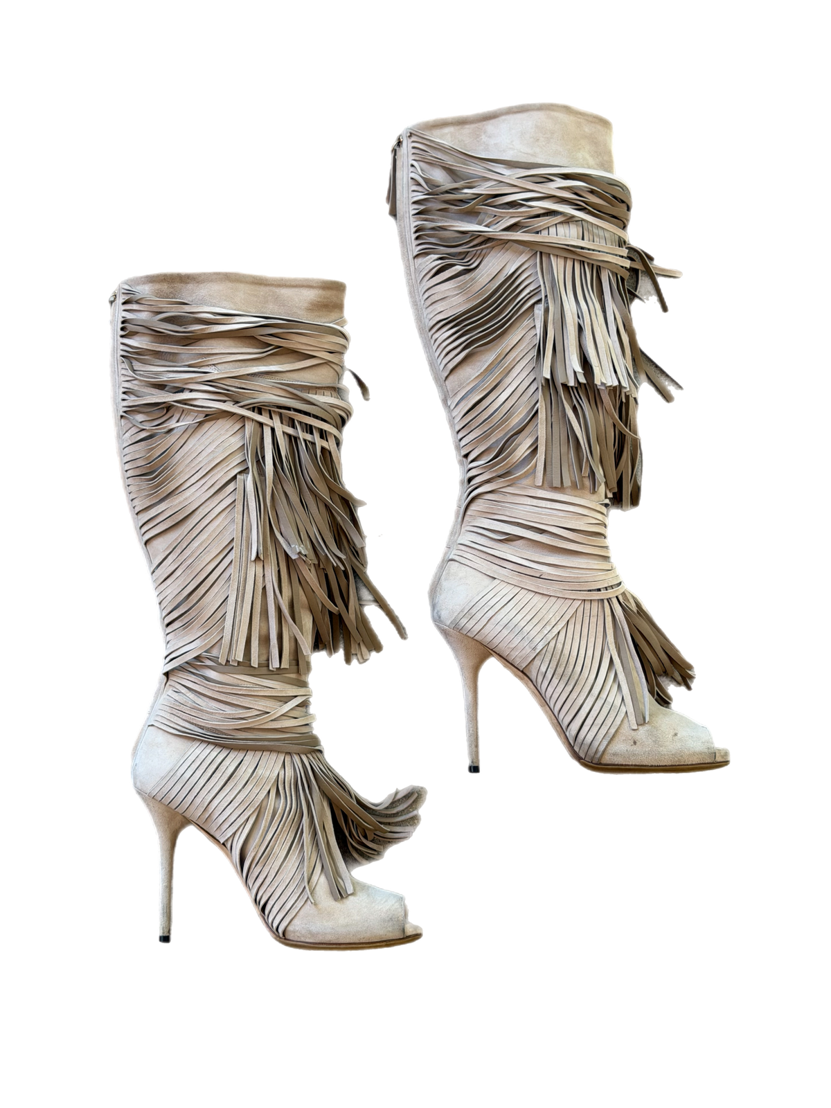 Gucci - Suede Fringe Tall Boots