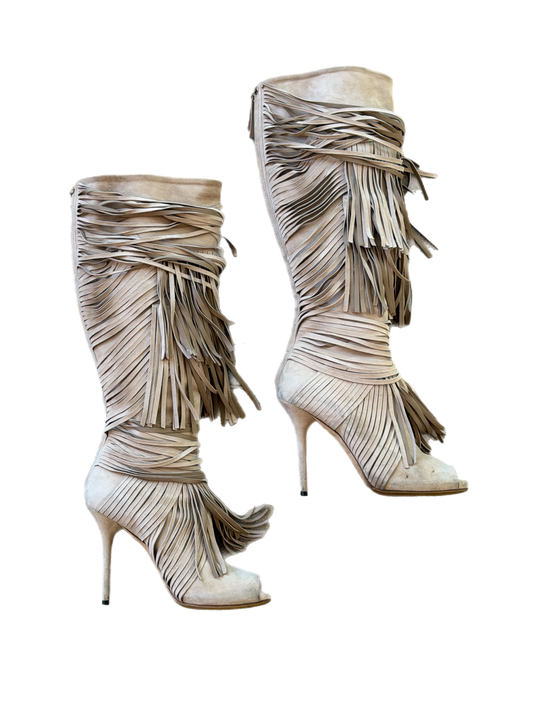 Gucci - Suede Fringe Tall Boots