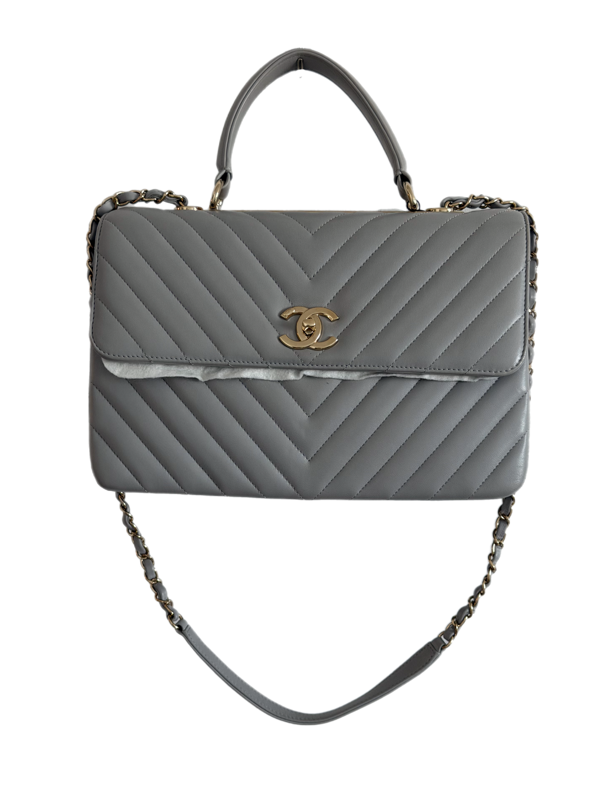 Chanel Grey Chevron Flap