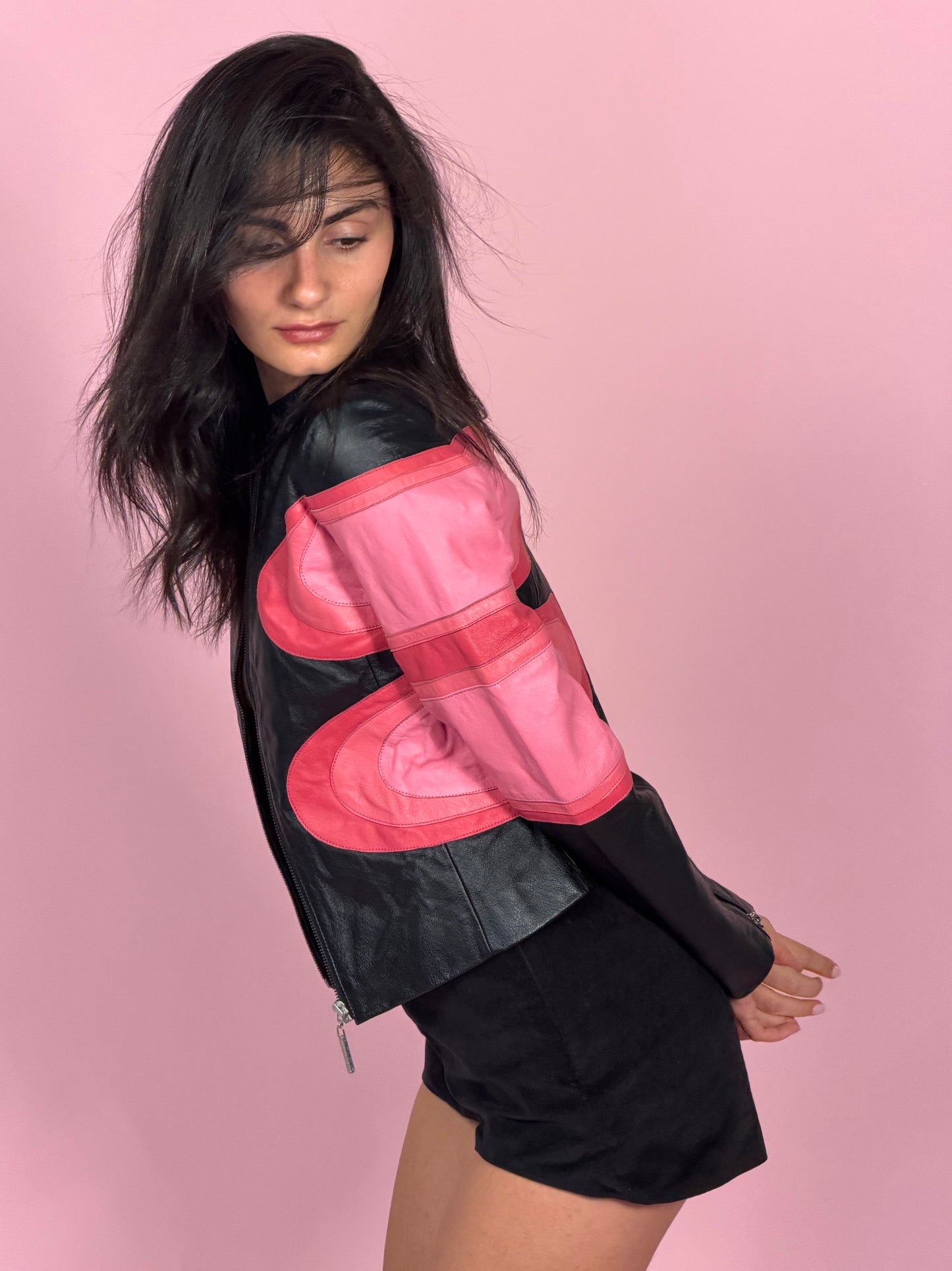 Leather Jacket With Pink Accents