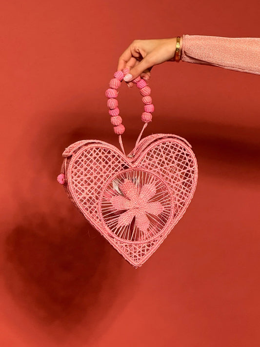 Pink Heart Basket Purse