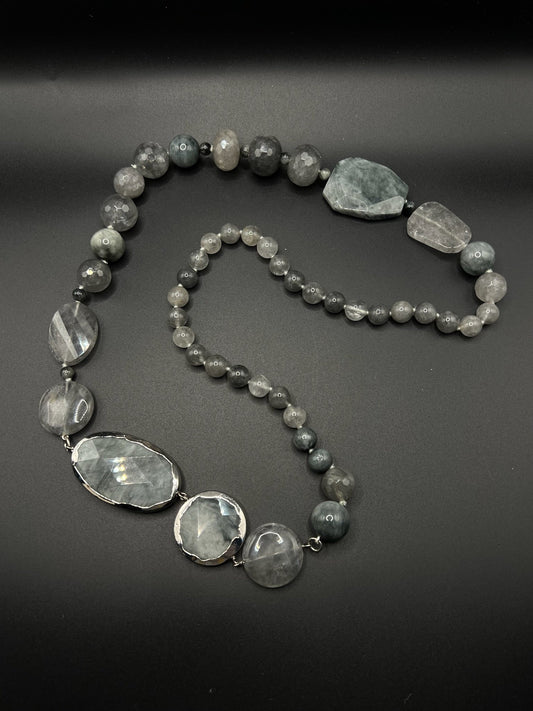 Dalmation Quartz Silver Necklace