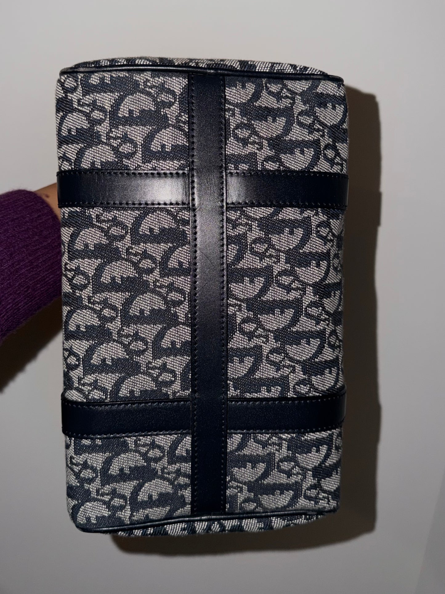 Vintage Galliano Dior - Dior Trotter Canvas Boston Bag in Navy