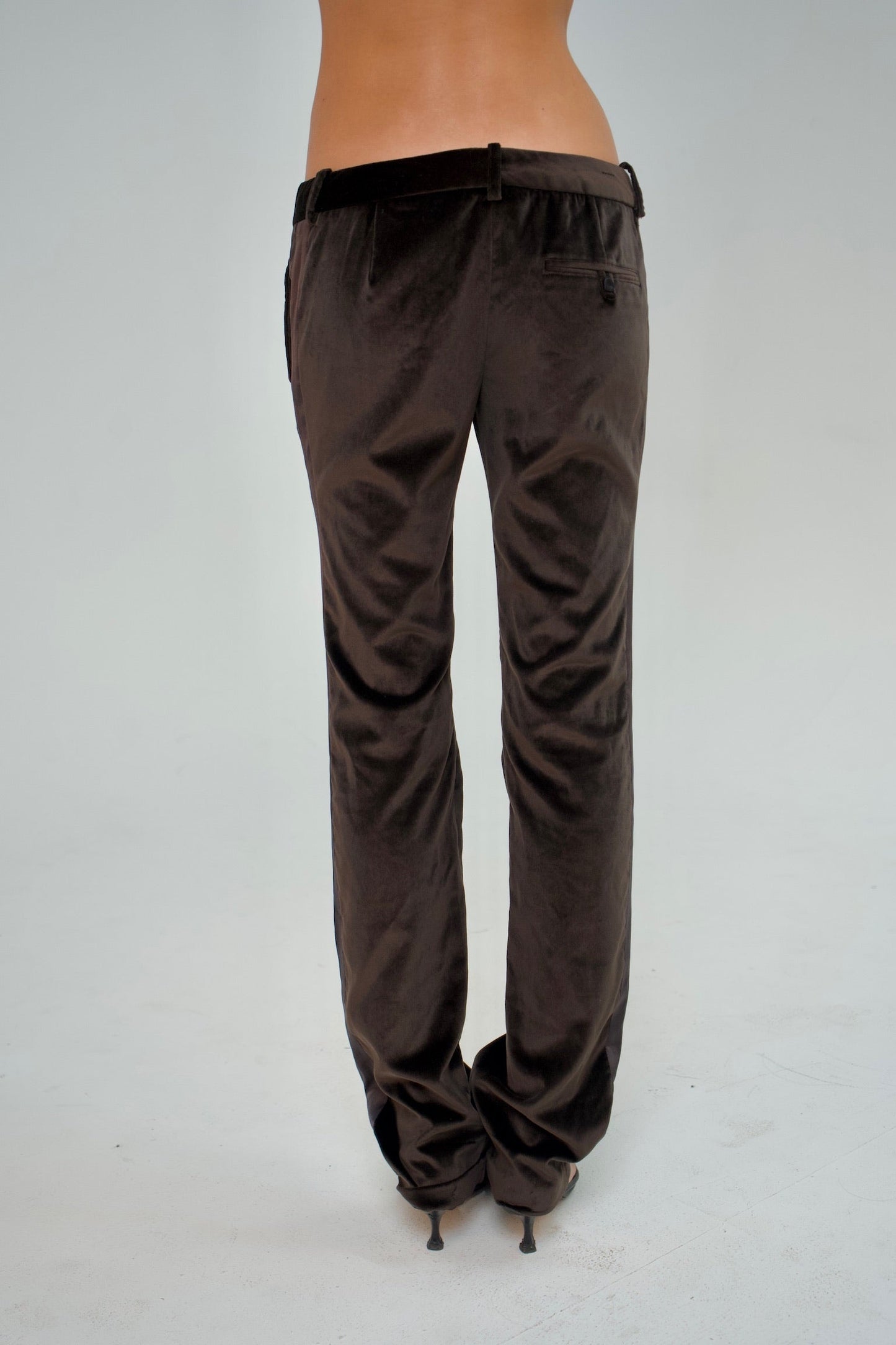 Brown Velvet Low Rise Pants