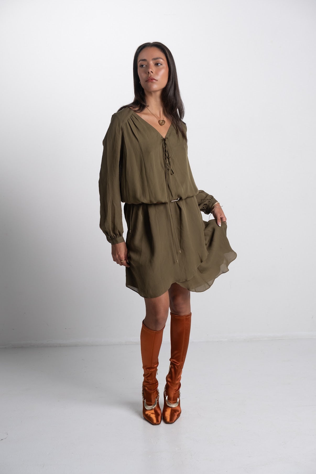 Haute Hippie - Silk Army Green Dress