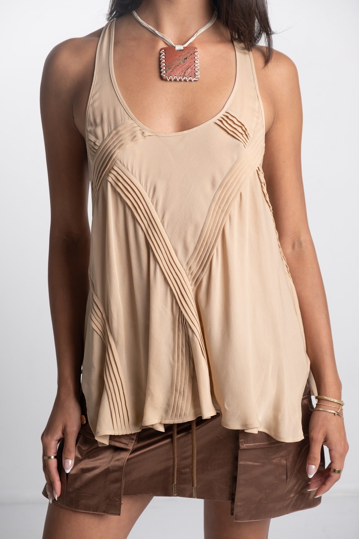Haute Hippie - Silk Beige Top