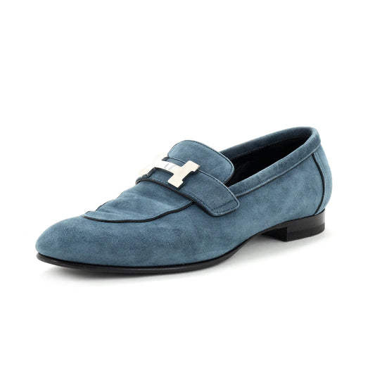 Hermes - Blue Suede Paris Loafers