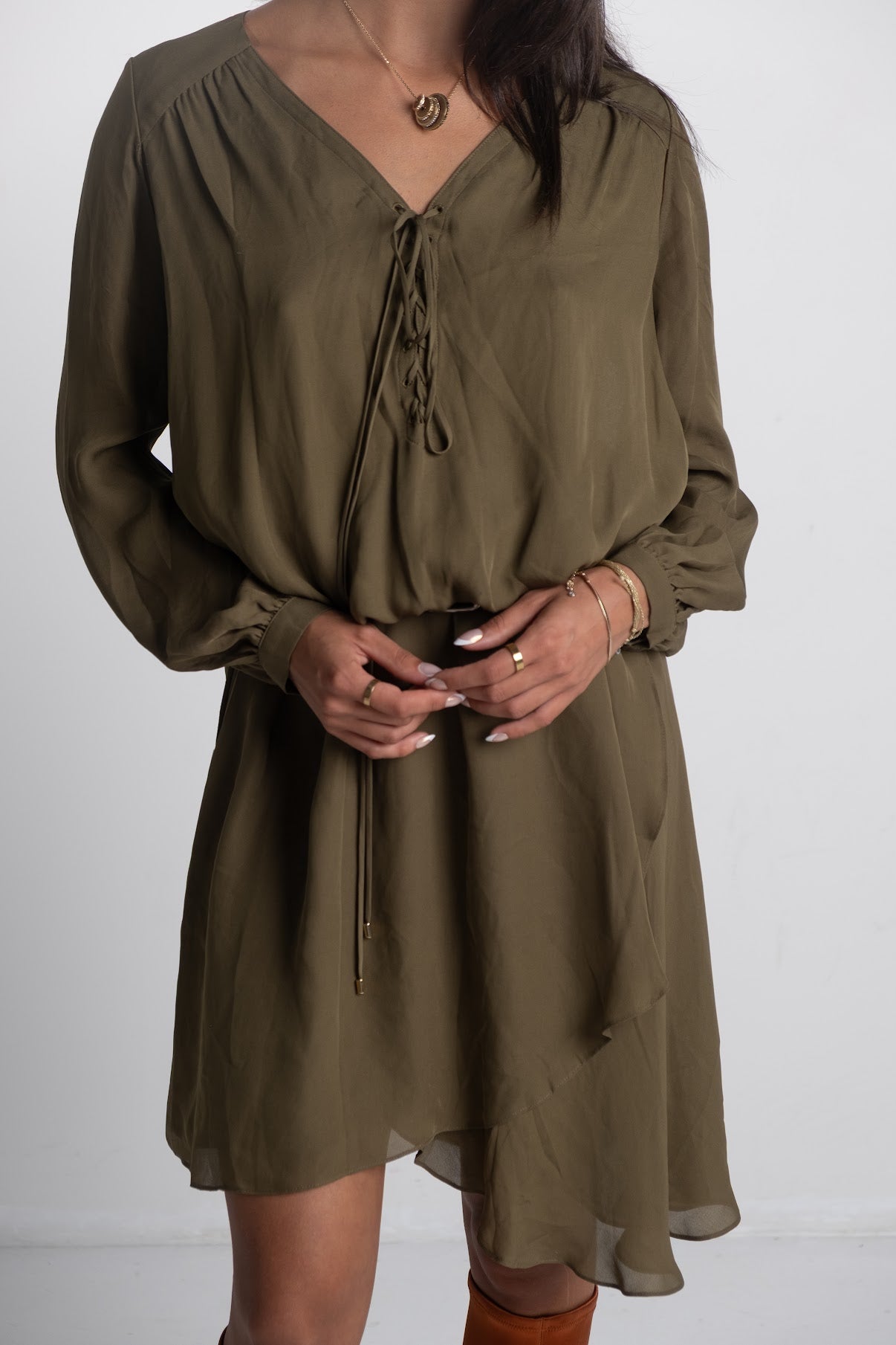 Haute Hippie - Silk Army Green Dress