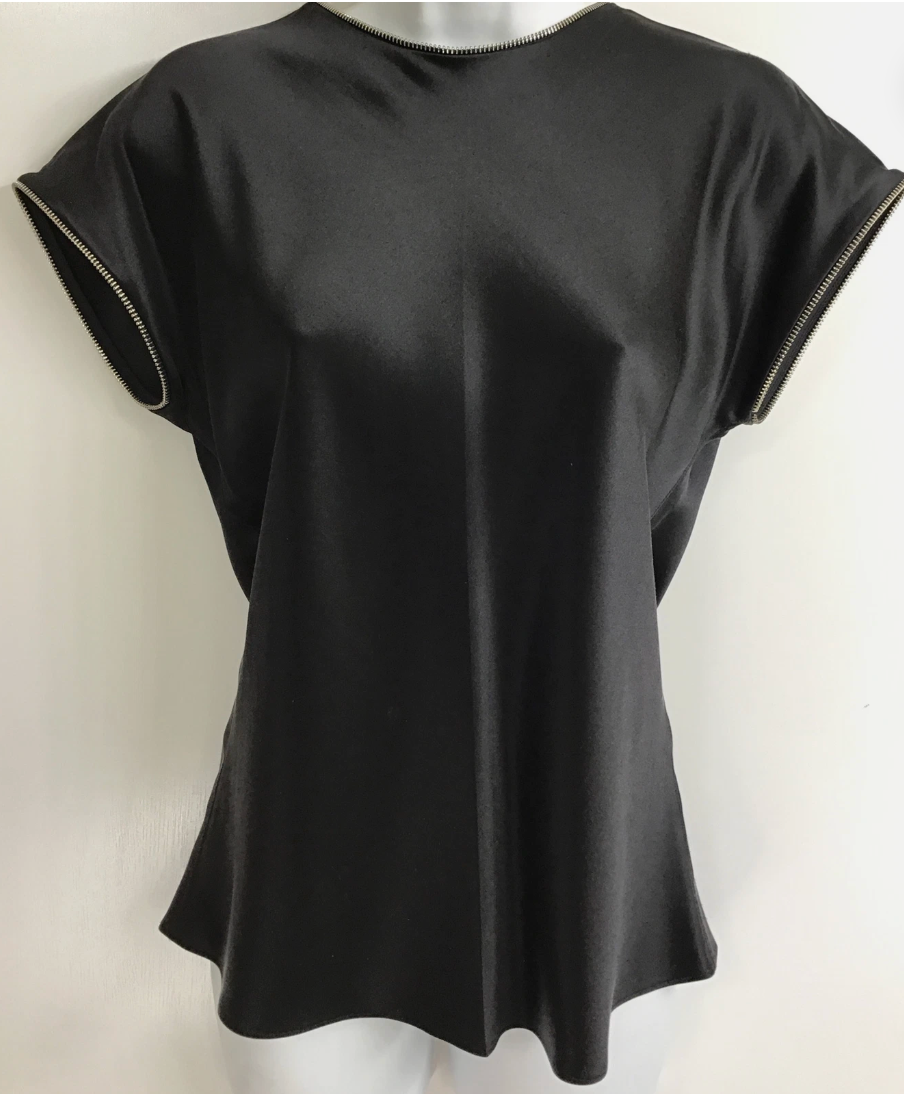 Helmut Lang Silk Top with Zipper Finishes