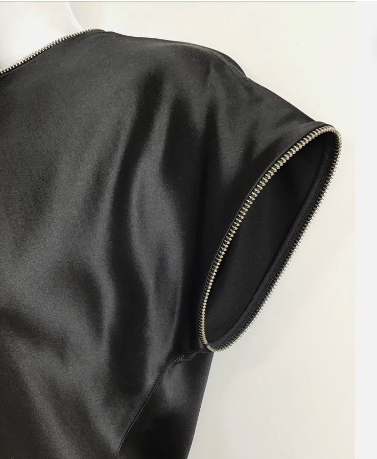 Helmut Lang Silk Top with Zipper Finishes