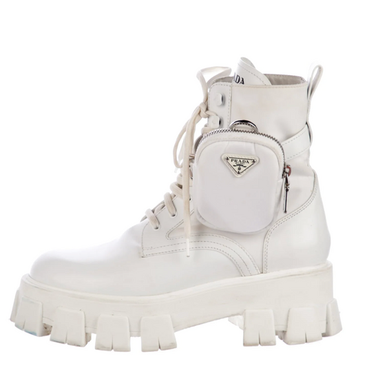 Prada - White Combat Boots