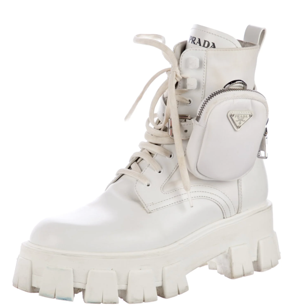 Prada - White Combat Boots