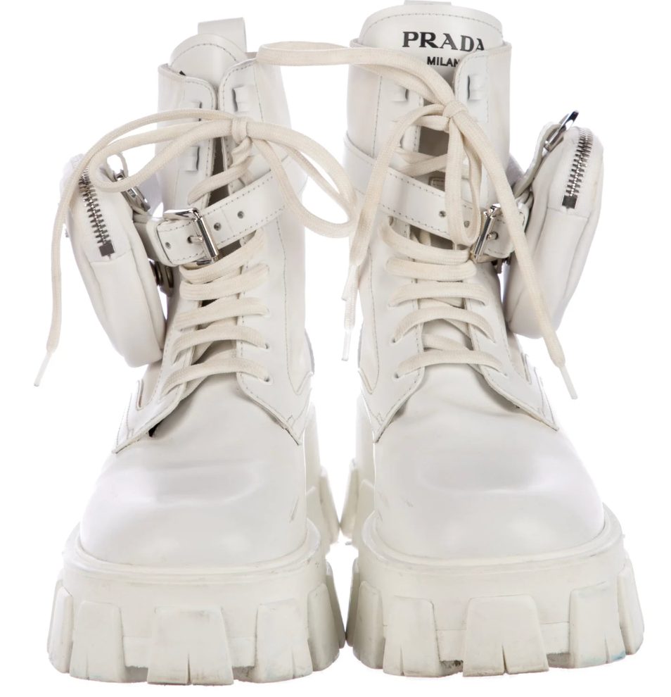 Prada - White Combat Boots