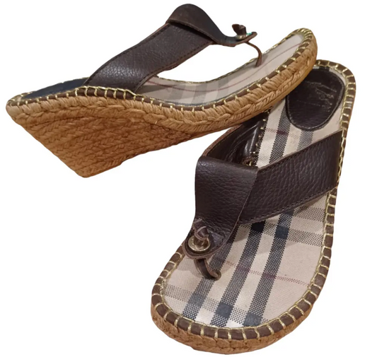 Burberry - Wedged Leather Sandals